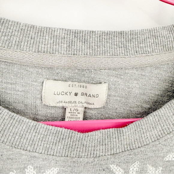 Lucky Brand Gray Sweatshirt with White Floral Design - Picture 3 of 4